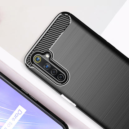 Hülle für Realme 6 Pro, Techsuit, Carbon, Schwarz