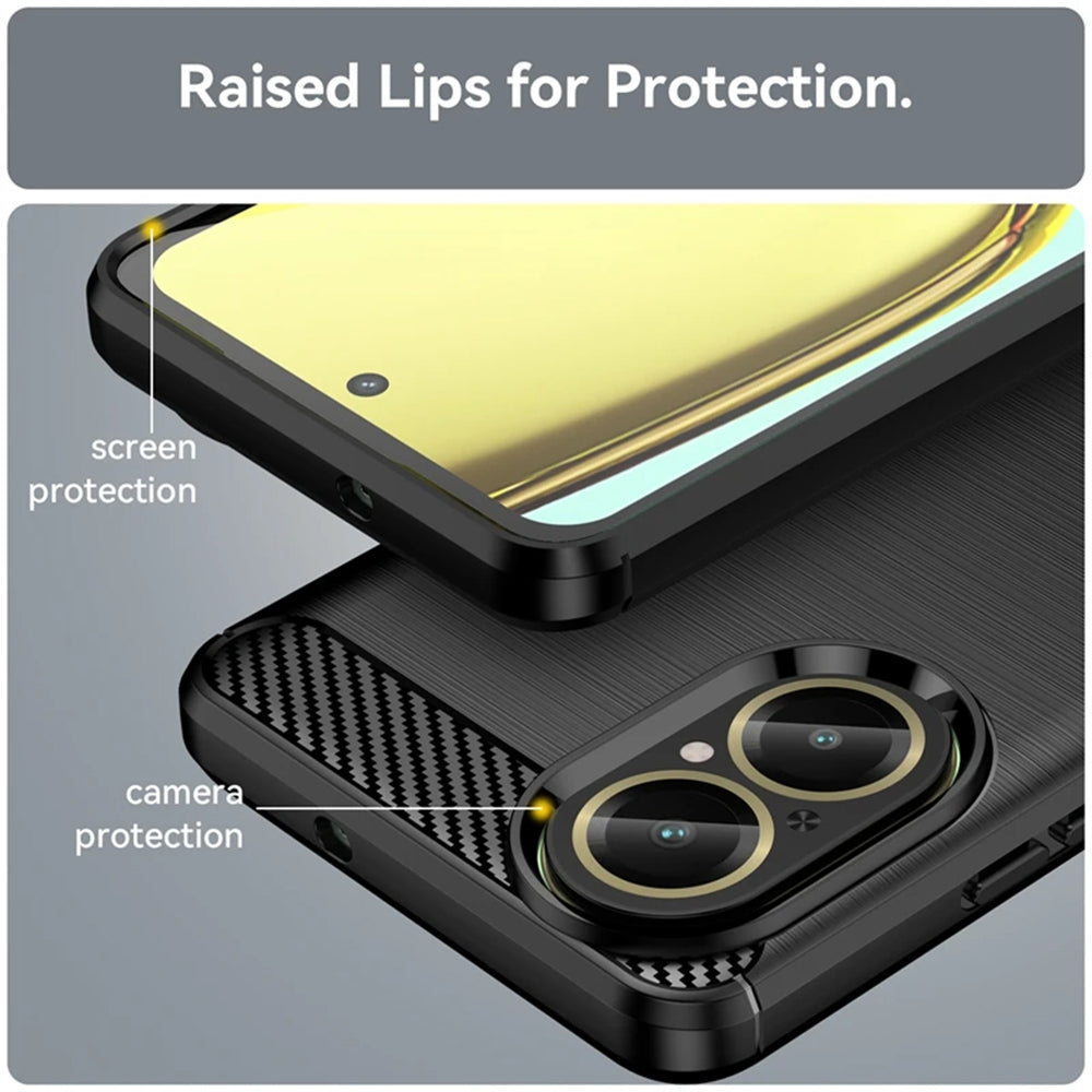 Hülle für Realme C67 4G, Techsuit, Carbon, Schwarz