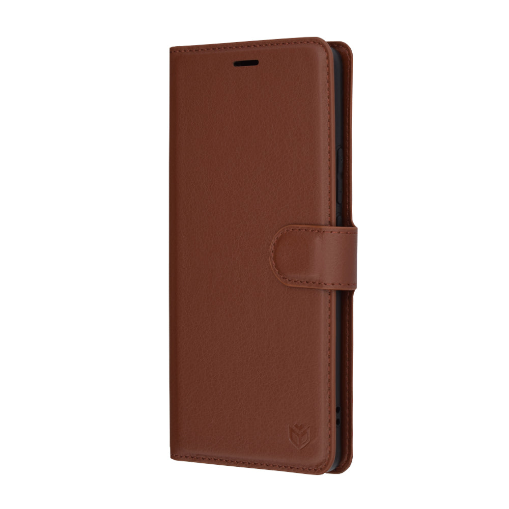 Hülle für Realme GT 6T / GT 6, Techsuit, Leder-Folio, Braun