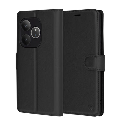 Hülle für Realme GT 6T / GT 6, Techsuit, Leder-Folio, Schwarz