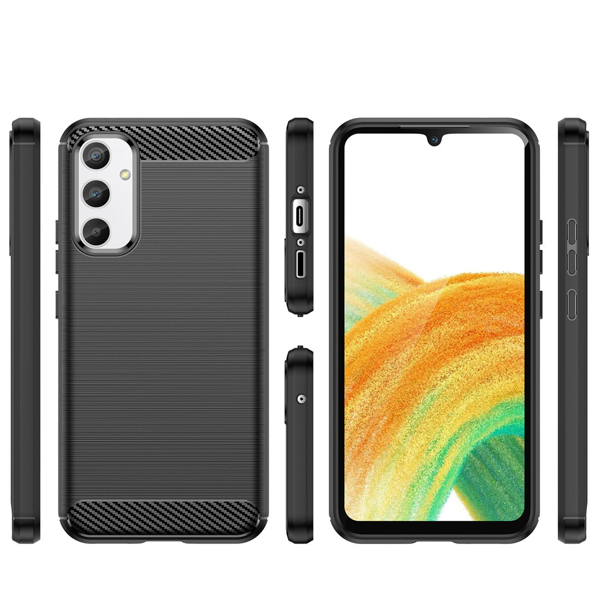 Hülle für Samsung Galaxy A34 A346, OEM, Carbon, Schwarz