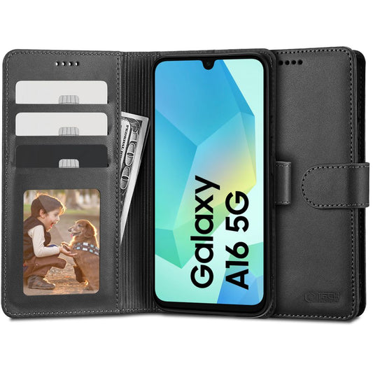 Tasche für Samsung Galaxy A16 5G A166 / A16 4G A165, Tech-Protect, Wallet, Schwarz 