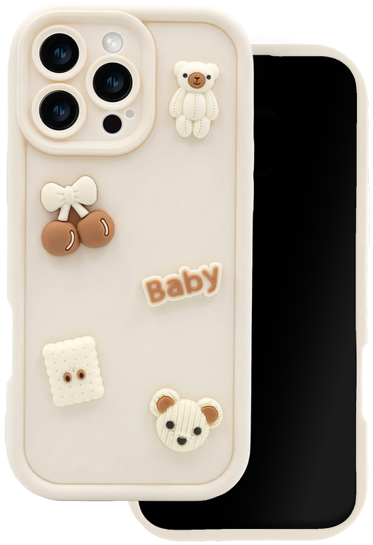 Hülle für Samsung Galaxy S25 Ultra S938, OEM, Ultra Trendy 3D Bear, Beige