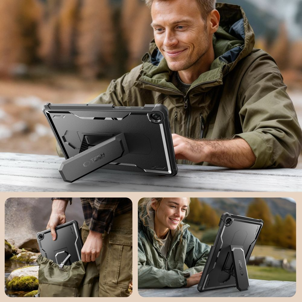 Hülle für Samsung Galaxy Tab A11+ / Tab A9+, Tech-Protect, Kevlar Pro, Schwarz