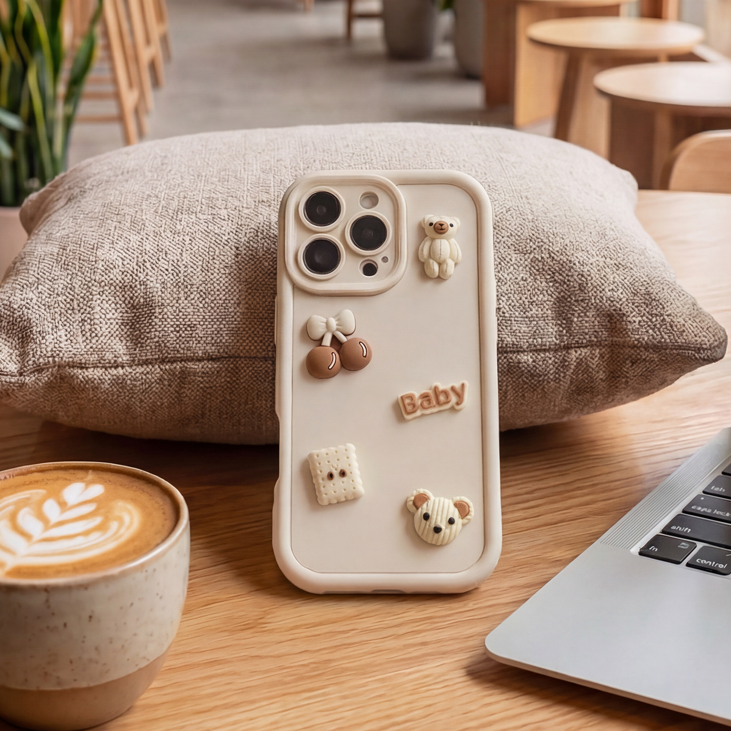 Case for Samsung Galaxy S26 Plus S947, OEM, Ultra Trendy 3D Bear, Beige
