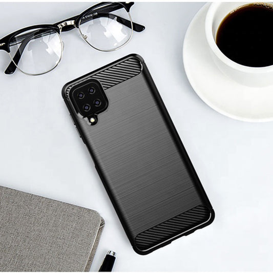 Hülle für Samsung Galaxy A12 Nacho A127 / A12 A125, Techsuit, Carbon, Schwarz