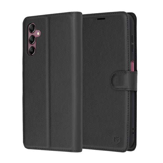 Hülle für Samsung Galaxy A14 A145 / A14 5G A146, Techsuit, Leder-Folio, Schwarz