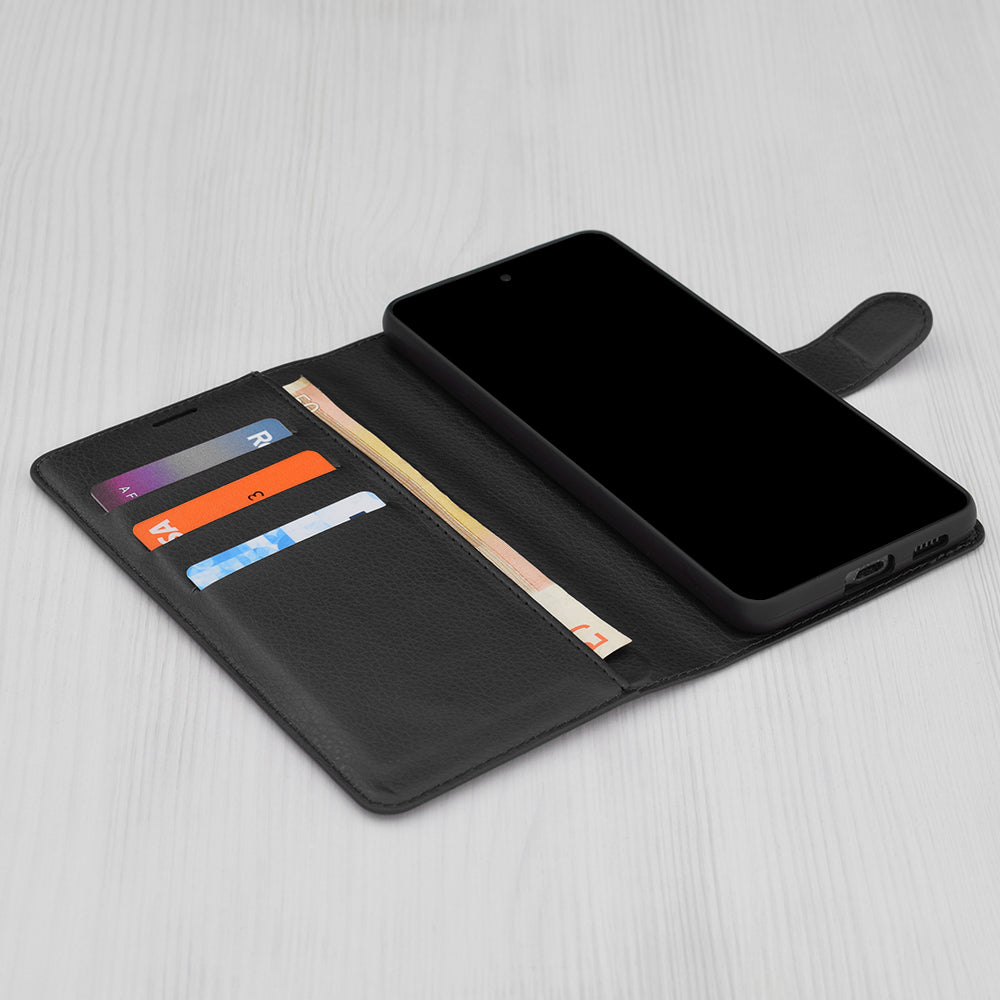 Hülle für Samsung Galaxy A16 5G A166 / A16 4G A165, Techsuit, Leder-Folio, Schwarz