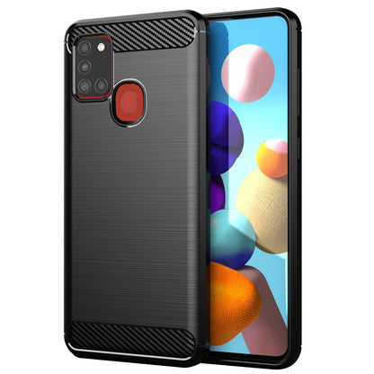 Hülle für Samsung Galaxy A21s A217, Techsuit, Carbon, Schwarz