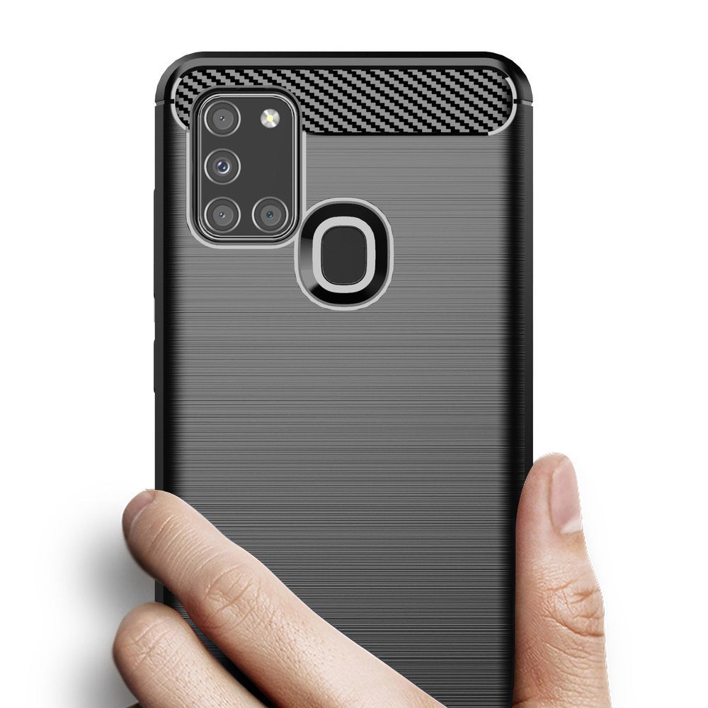 Hülle für Samsung Galaxy A21s A217, Techsuit, Carbon, Schwarz