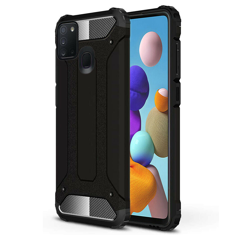 Hülle für Samsung Galaxy A21s A217, Techsuit, Hybrid Armor, Schwarz