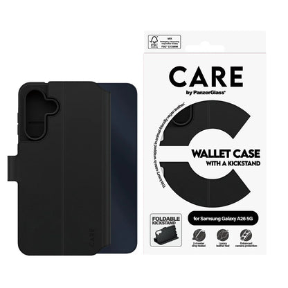 Hülle für Samsung Galaxy A26 A266, PanzerGlass, Care Feature Kickstand Wallet, Schwarz