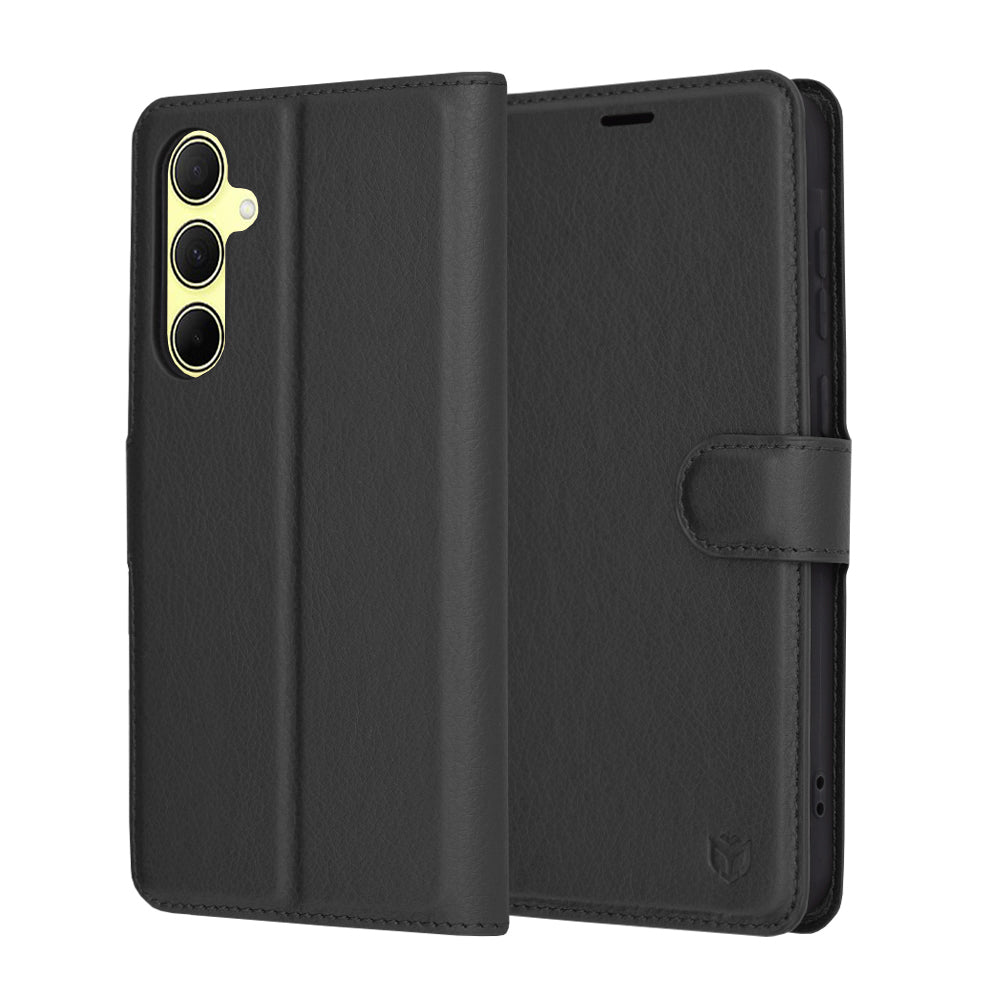 Hülle für Samsung Galaxy A35 5G A356, Techsuit, Leder-Folio, Schwarz
