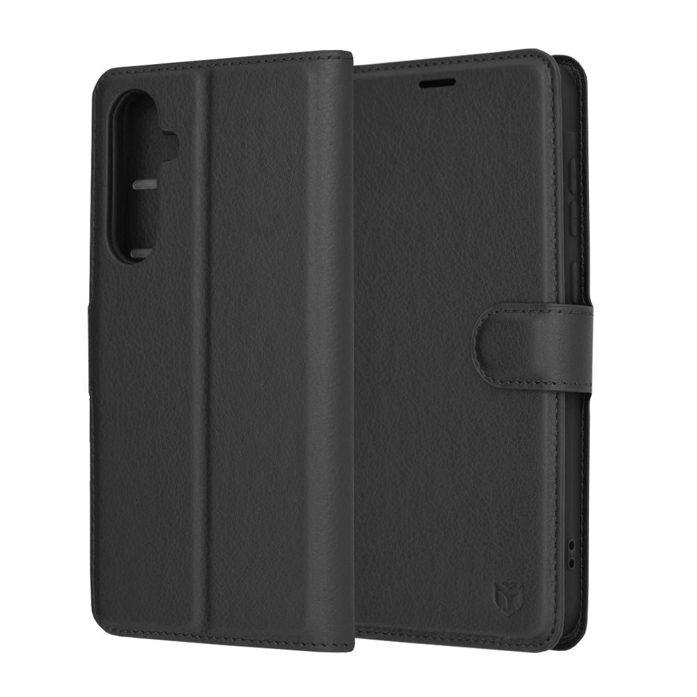 Hülle für Samsung Galaxy A35 5G A356, Techsuit, Leder-Folio, Schwarz