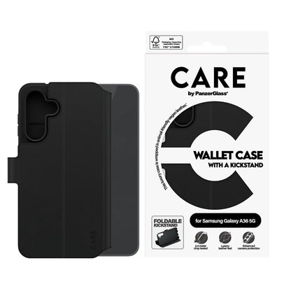 Hülle für Samsung Galaxy A36 A366, PanzerGlass, Care Feature Kickstand Wallet, Schwarz