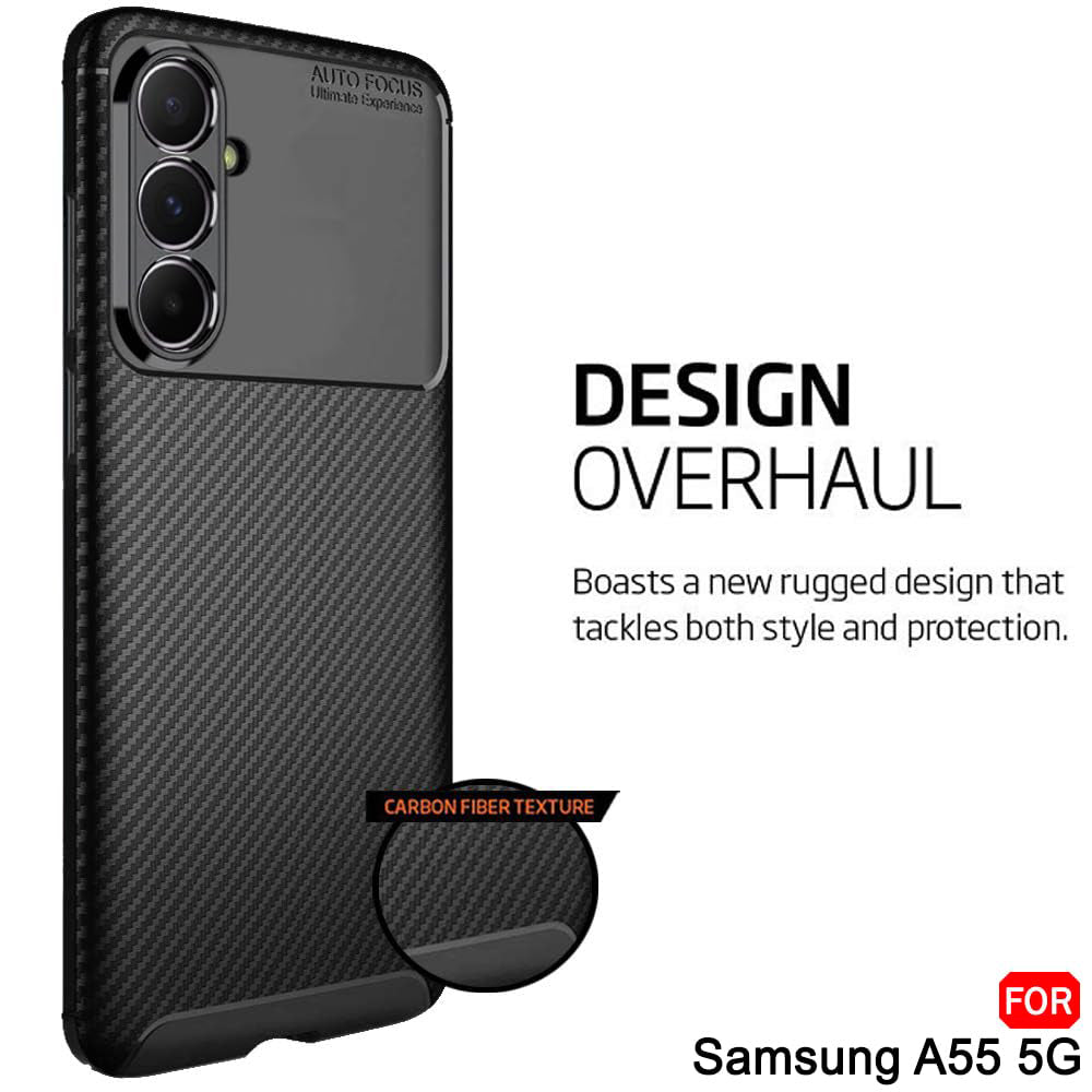 Case for Samsung Galaxy A55 5G A556, Techsuit, CarbonFiber, Black