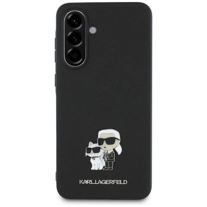 Hülle für Samsung Galaxy A56 A566, Karl Lagerfeld, Saffiano Karl & Choupette Metal, Schwarz