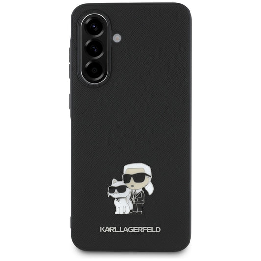 Hülle für Samsung Galaxy A56 A566, Karl Lagerfeld, Saffiano Karl & Choupette Metal, Schwarz