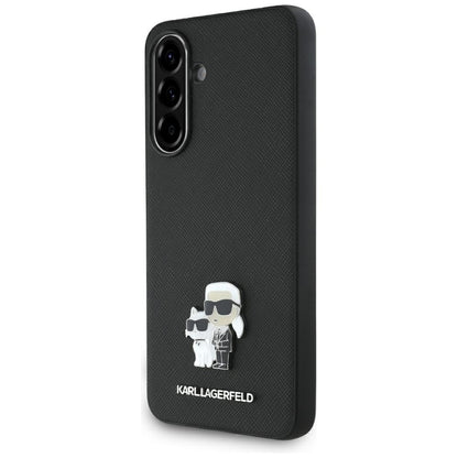 Hülle für Samsung Galaxy A56 A566, Karl Lagerfeld, Saffiano Karl & Choupette Metal, Schwarz