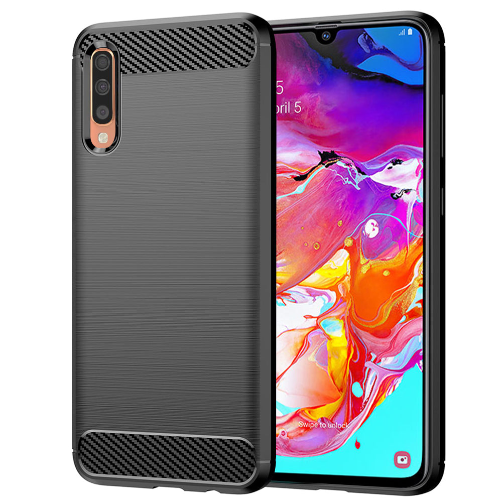 Hülle für Samsung Galaxy A70s A707 / A70 A705, Techsuit, Carbon, Schwarz