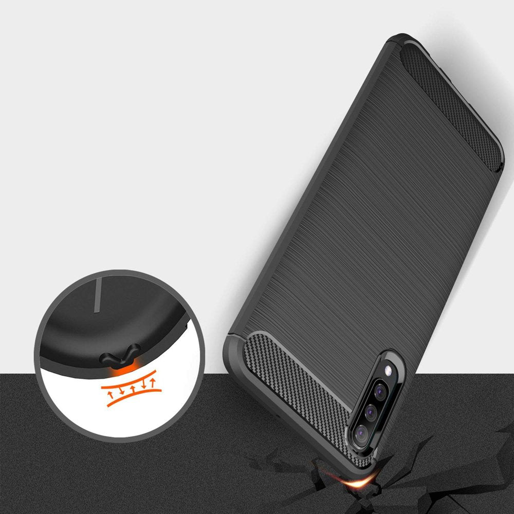 Hülle für Samsung Galaxy A70s A707 / A70 A705, Techsuit, Carbon, Schwarz