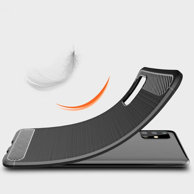 Hülle für Samsung Galaxy A71 A715, Techsuit, Carbon, Schwarz