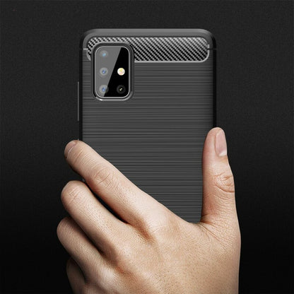Hülle für Samsung Galaxy A71 A715, Techsuit, Carbon, Schwarz