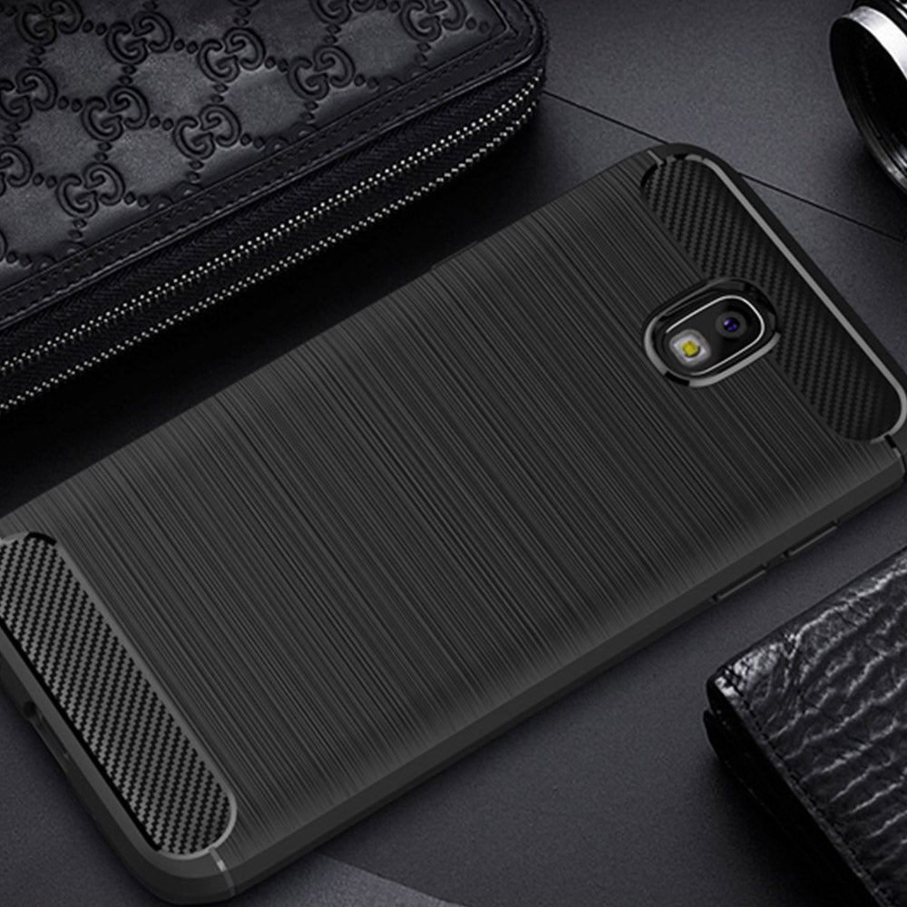 Hülle für Samsung Galaxy J7 (2017) J730, Techsuit, Carbon, Schwarz
