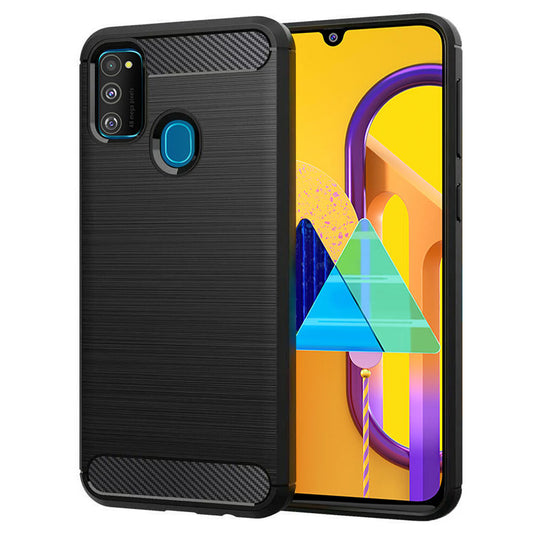 Hülle für Samsung Galaxy M21 M215 / M30s M307, Techsuit, Carbon, Schwarz