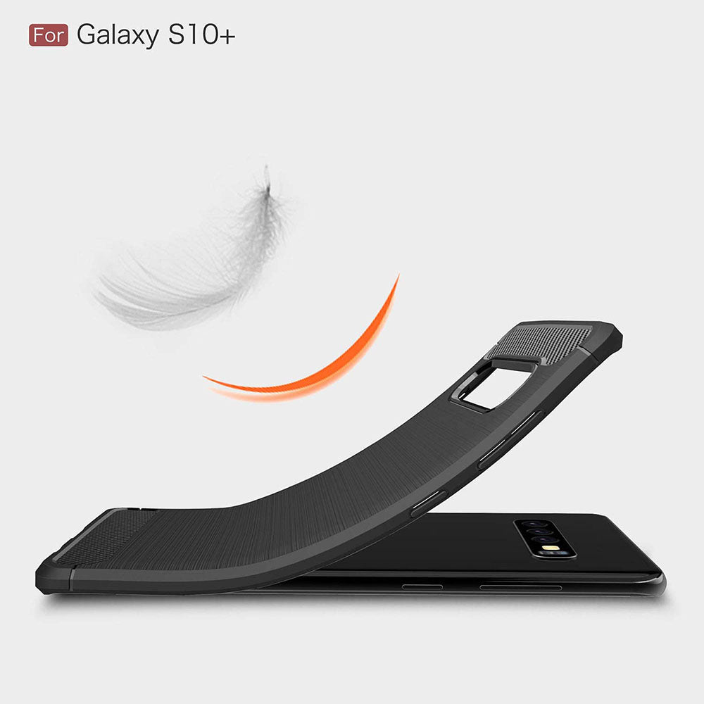 Hülle für Samsung Galaxy S10+ G975, Techsuit, Carbon, Schwarz