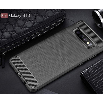 Hülle für Samsung Galaxy S10+ G975, Techsuit, Carbon, Schwarz