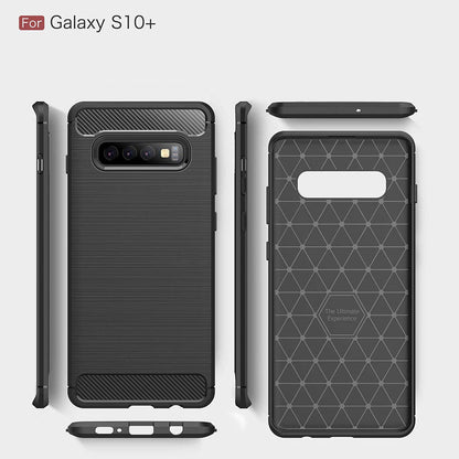 Hülle für Samsung Galaxy S10+ G975, Techsuit, Carbon, Schwarz