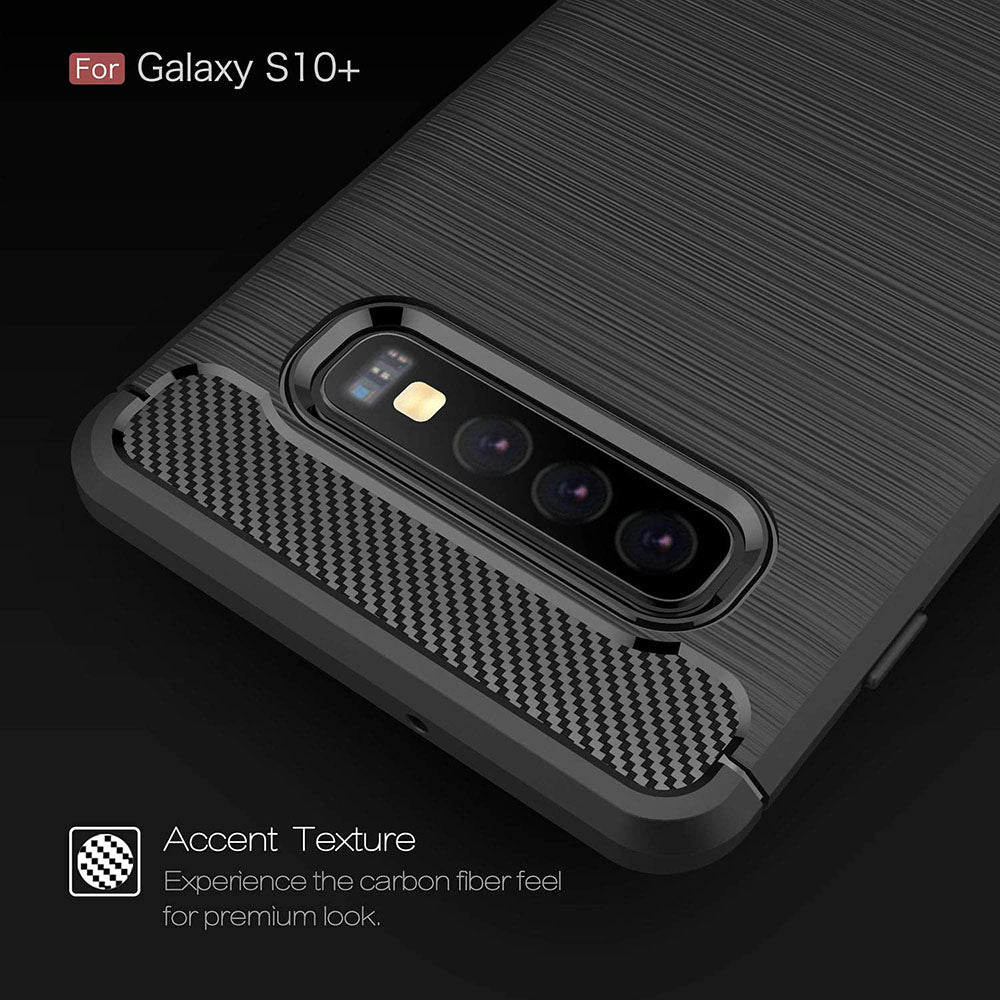 Hülle für Samsung Galaxy S10+ G975, Techsuit, Carbon, Schwarz