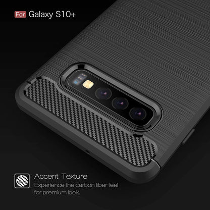 Hülle für Samsung Galaxy S10+ G975, Techsuit, Carbon, Schwarz