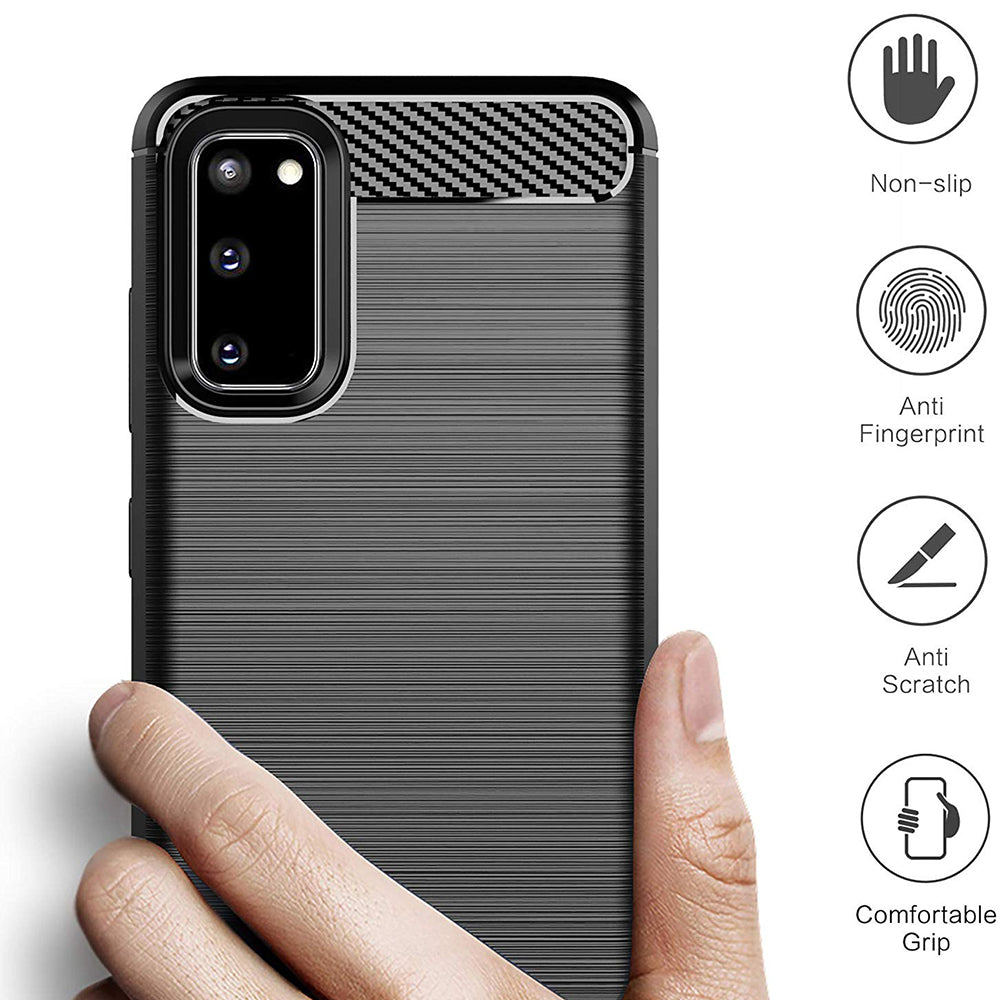 Hülle für Samsung Galaxy S20 5G G981 / S20 G980, Techsuit, Carbon, Schwarz