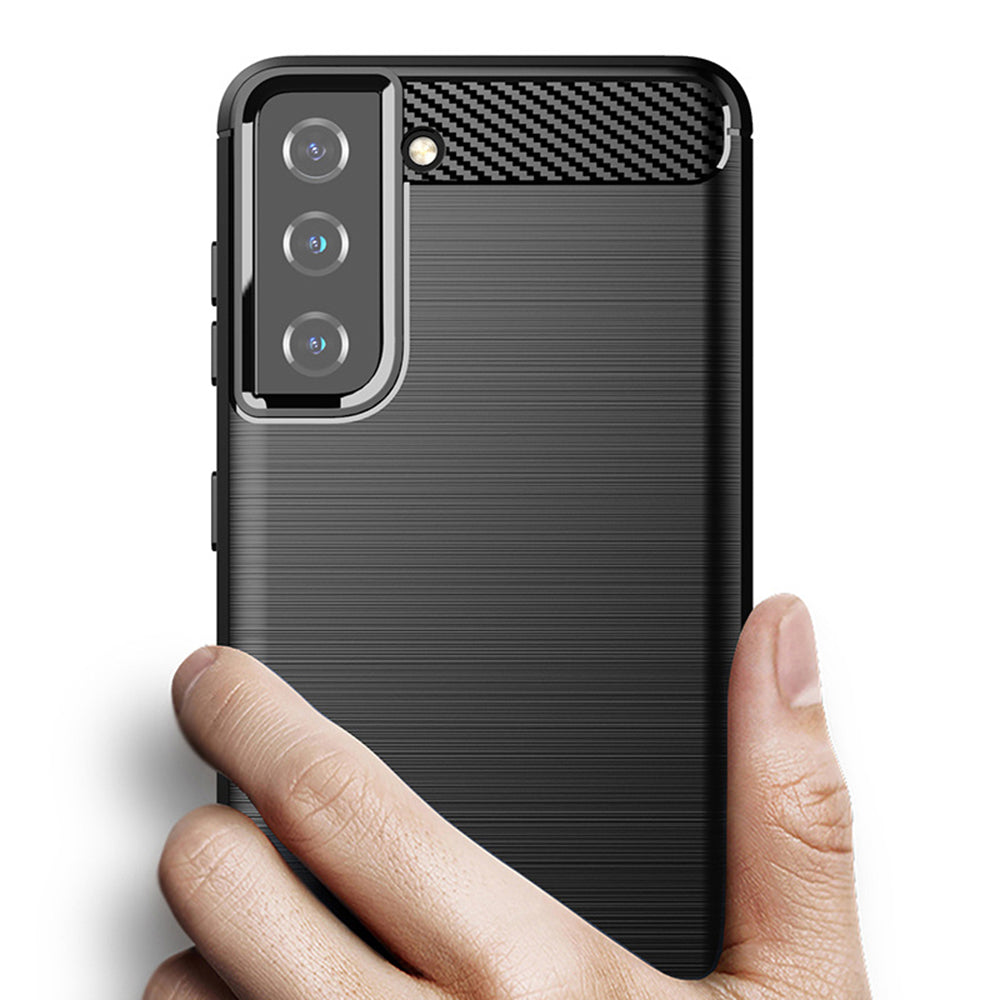 Hülle für Samsung Galaxy S21 5G G991, Techsuit, Carbon, Schwarz