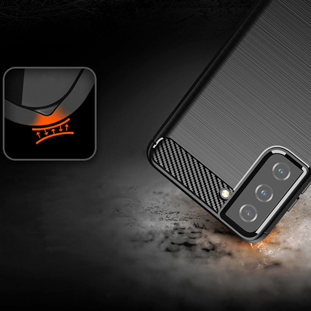 Hülle für Samsung Galaxy S21+ 5G G996, Techsuit, Carbon, Schwarz