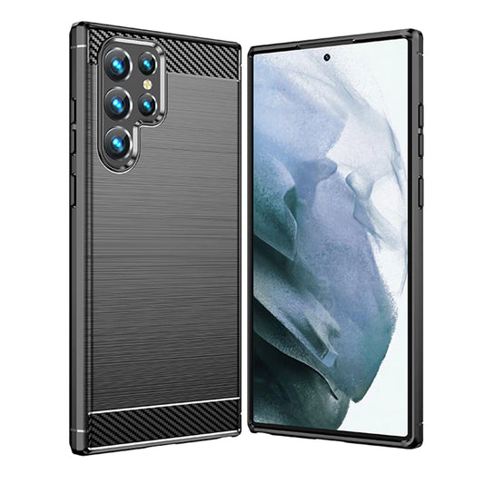 Hülle für Samsung Galaxy S22 Ultra 5G S908, Techsuit, Carbon, Schwarz