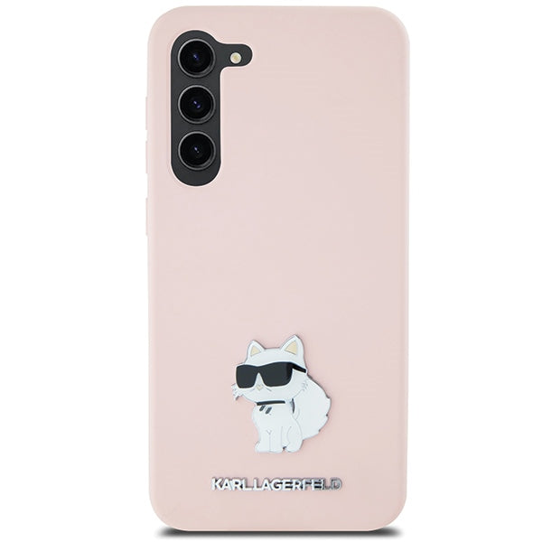 Hülle für Samsung Galaxy S23+ S916, Karl Lagerfeld, Silicone Choupette Metal, Rosa