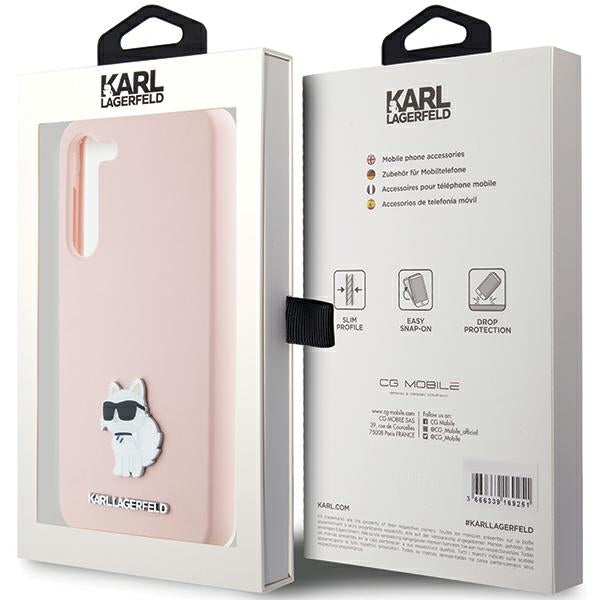 Hülle für Samsung Galaxy S23+ S916, Karl Lagerfeld, Silicone Choupette Metal, Rosa
