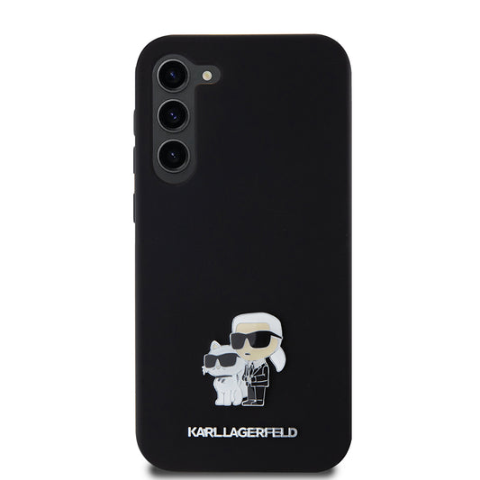 Hülle für Samsung Galaxy S23+ S916, Karl Lagerfeld, Silikon Karl & Choupette Metal, Schwarz