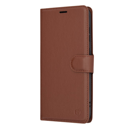 Hülle für Samsung Galaxy S23+ S916, Techsuit, Leder-Folio, Braun