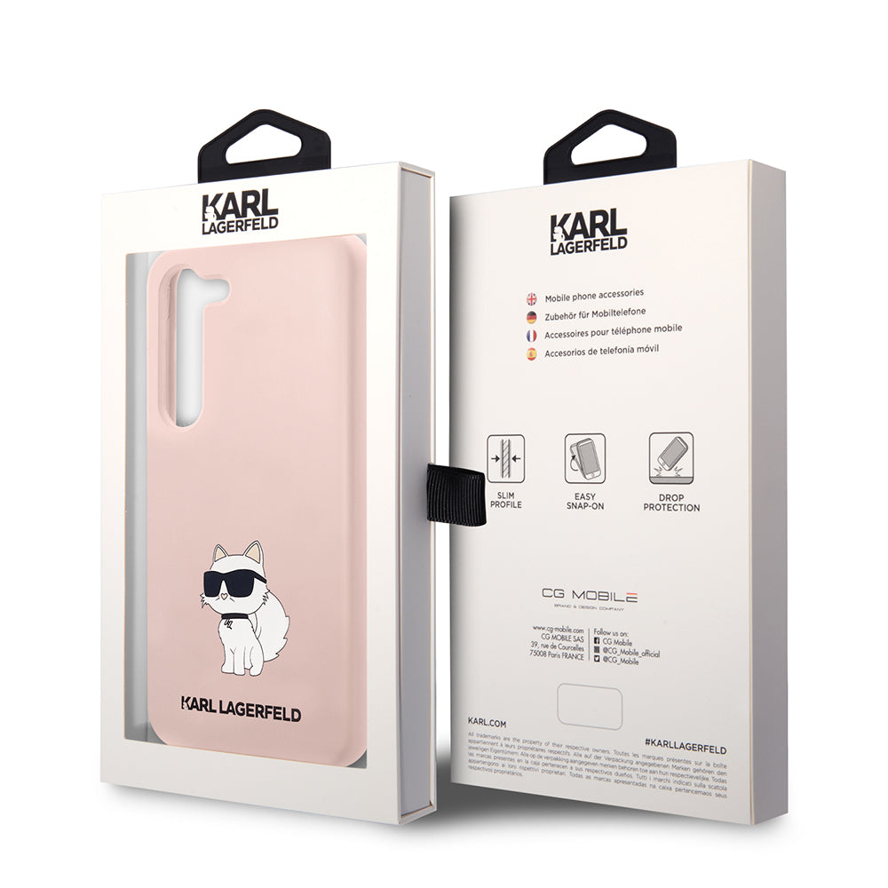 Hülle für Samsung Galaxy S23 S911, Karl Lagerfeld, Silicone Choupette, Rosa