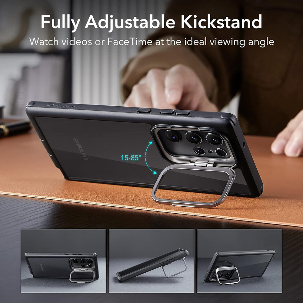 Case for Samsung Galaxy S23 Ultra S918, ESR, Shock Armor Kickstand, Black Transparent