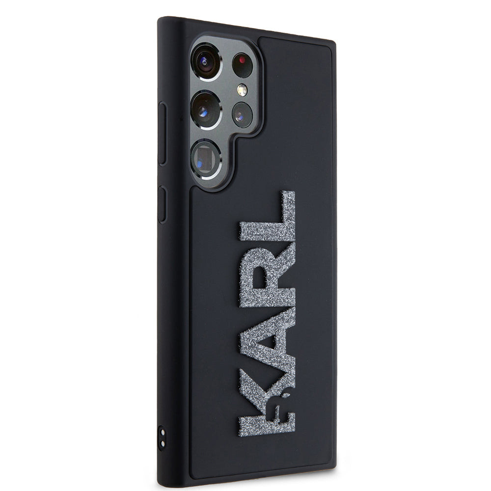 Hülle für Samsung Galaxy S23 Ultra S918, Karl Lagerfeld, 3D Rubber Glitter Logo, Schwarz