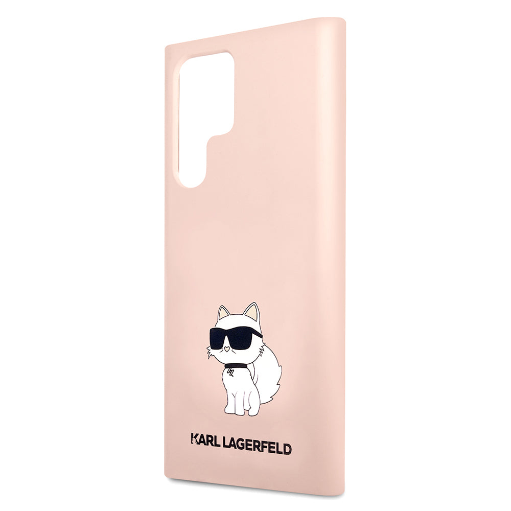 Hülle für Samsung Galaxy S23 Ultra S918, Karl Lagerfeld, Silicone Choupette, Rosa