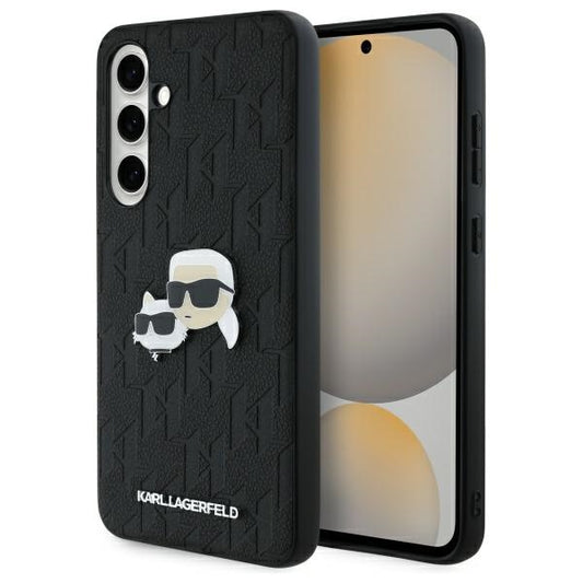 Hülle für Samsung Galaxy S24 FE S721, Karl Lagerfeld, Monogramm Karl & Choupette's Köpfe, Schwarz