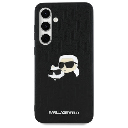 Hülle für Samsung Galaxy S24 FE S721, Karl Lagerfeld, Monogramm Karl & Choupette's Köpfe, Schwarz
