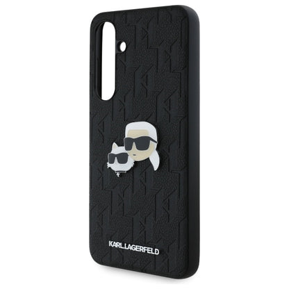 Hülle für Samsung Galaxy S24 FE S721, Karl Lagerfeld, Monogramm Karl & Choupette's Köpfe, Schwarz