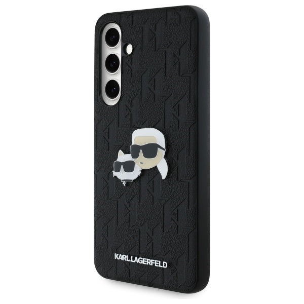 Hülle für Samsung Galaxy S24 FE S721, Karl Lagerfeld, Monogramm Karl & Choupette's Köpfe, Schwarz